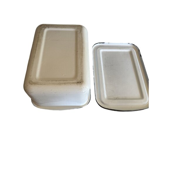 Vintage White Enamel Rectangular Storage Box With Lid - Picture 6 of 6